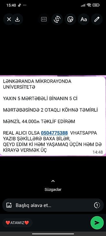mingəcevir daşınmaz əmlak: Lənkəran, mikrorayon – Universitetə yaxın ərazidə 5 mərtəbəli binanın — 1