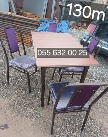 metbex stolu qiymeti: Mətbəx üçün, Açılmayan, Dördbucaq masa, 4 stul — 1