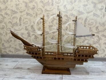 600 rubl nece manatdir: Ağacdan hazırlanmış yelkənli gəmi modeli. Dekorativ detal kimi ev və — 1