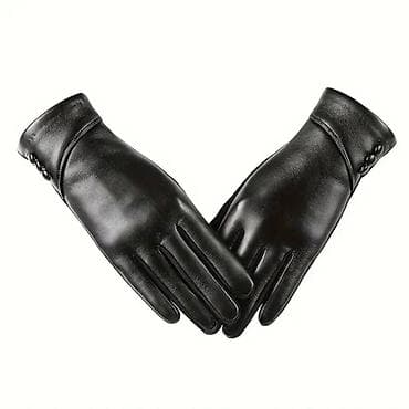 Qara dəri əlcək - Material: hamar və elastik qara süni dəri görünüşlü