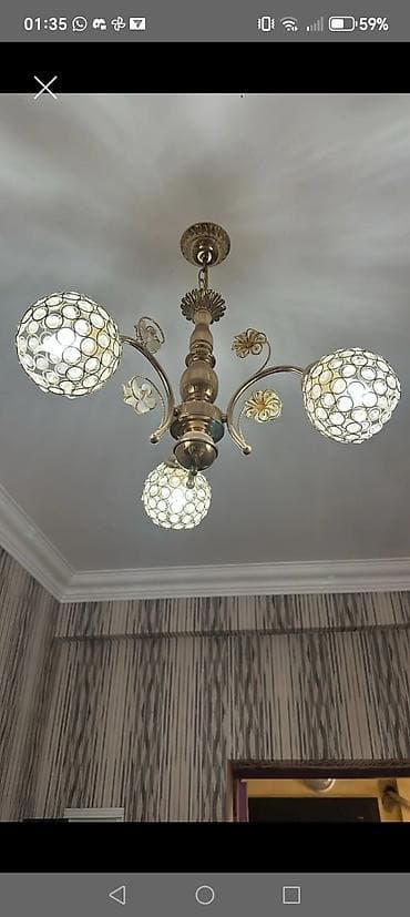 lüstra: Çılçıraq, 3 lampa, Metal — 1