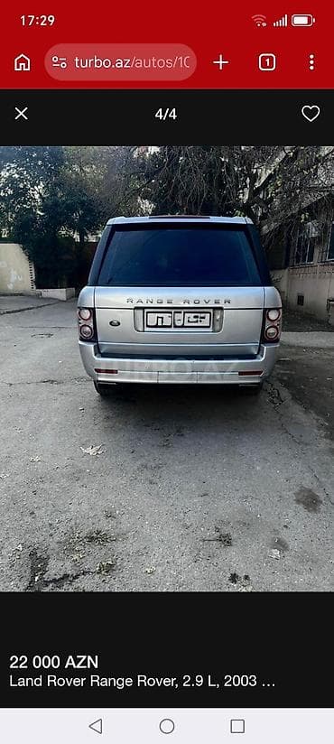 dumanni faralar: Land Rover Range Rover: 2.9 l | 2003 il Ofrouder/SUV — 1