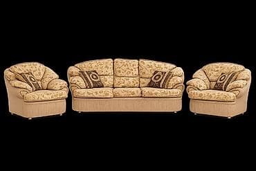 Ev üçün mebel: İşlənmiş, Klassik divan, 2 kreslo, Divan, Bazasız, Açılmayan — 1