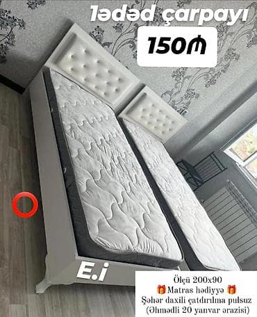 mebel evi xirdalan: Təknəfərlik çarpayı, Matras ilə, Siyirməsiz — 8