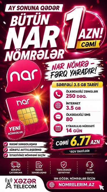 azercell kredit 3 manatliq: Nar mobil nömrələri – xüsusi təklif • Ay sonuna qədər: bütün Nar — 1