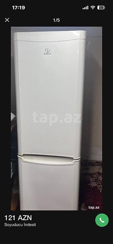 soba satilir: İşlənmiş 2 qapılı Indesit Soyuducu Satılır, rəng - Ağ — 4