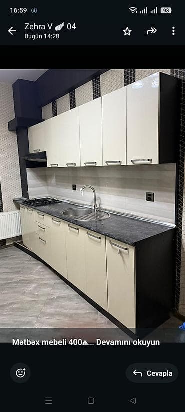 *Mətbəx mebeli 400₼* Qaz aspirator moyka daxildi ölçü 2.60 təcili