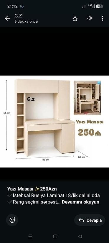 *Yazı Masası ✨️250Azn* ✔️İstehsal Rusiya Laminat 18/lik qalınlıqda — 1