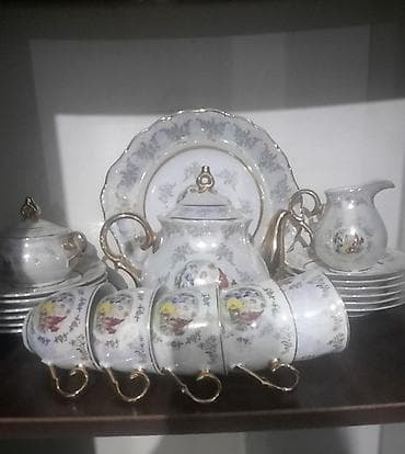 qrafin desti: Çay dəsti, rəng - Ağ, Farfor — 1