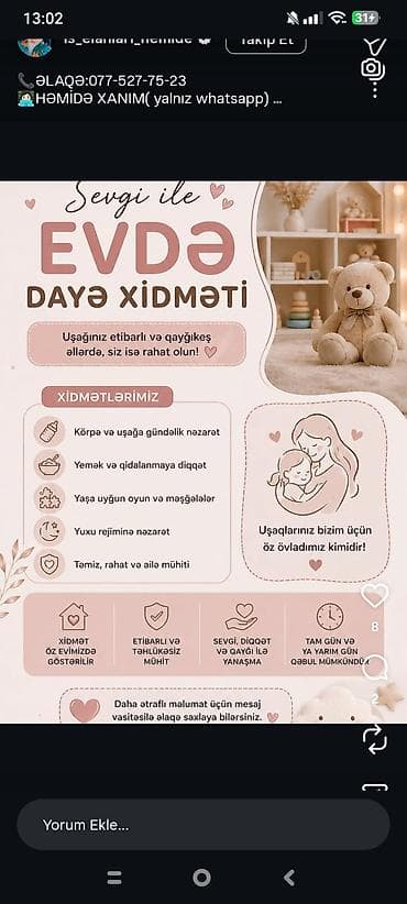 Dayələr: Uşaq baxımı xidməti – ev şəraitində - Müştərilərin istəklərinə uyğun — 2