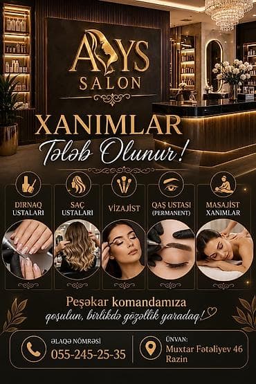 Dırnaq ustası tələb olunur, Yerin icarəsi, Alətlərin təqdim olunması lalafo.az -da Dırnaq ustası tələb olunur, Yerin icarəsi, Alətlərin təqdim olunması