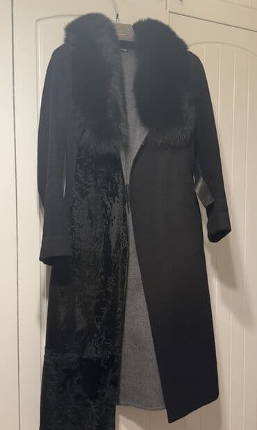 qadın gödəkçə: Qadın uzun palto – qara rəng Boynu temiz karakul 38 razmer Ici — 4