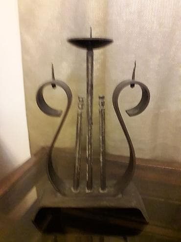 bronza: Подсвечник на 3 свечи СССР. тяжелый.(латуньмедь или бронза).Редкий — 1