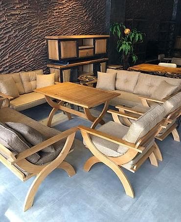 кресло диван: Bağ və terras üçün taxta mebel dəsti - Material: təbii ağac — 4
