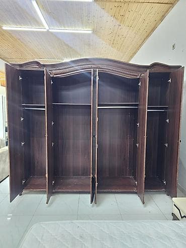 acilib baglanan yataq: 5 qapı, Güzgülü, Qəhvəyi, Taxta, Açılan, Düz dolab — 2