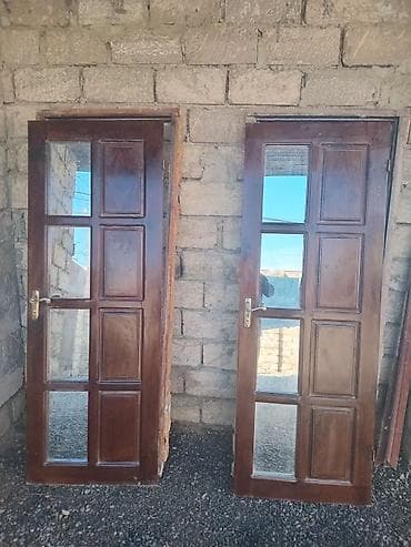 Перила: Ağac şüşəli qapılar - Material: təbii ağac karkas, laklı səth - at lalafo.az — 2 Перила: Ağac şüşəli qapılar - Material: təbii ağac karkas, laklı səth - — 2