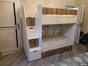 İki mərtəbəli uşaq/yataq otağı dəsti - Kompakt dizayn: Yuxarı və