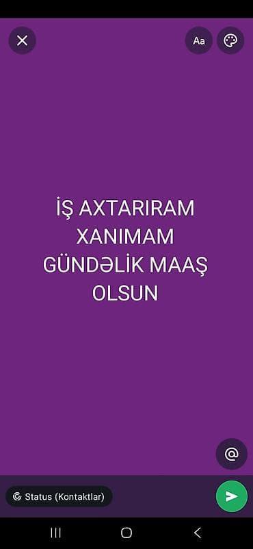 Xidmət təklifi: gündəlik ödənişlə işləmək istəyən xanım işçi - Xanım lalafo.az -da Xidmət təklifi: gündəlik ödənişlə işləmək istəyən xanım işçi - Xanım