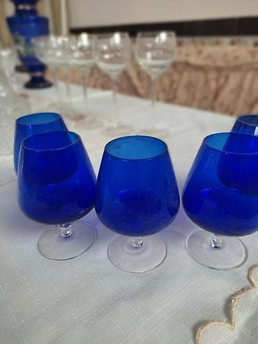 Кухонные принадлежности: Бокалы, цвет - Голубой, Стекло — 1