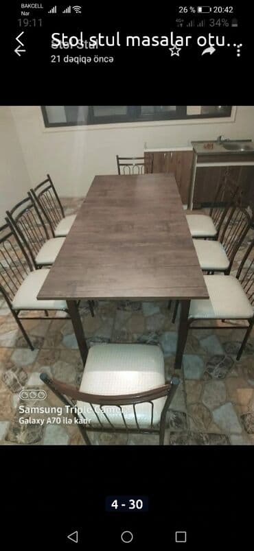 2ci el metbex mebel: Kvadrat masa, Mətbəx üçün, 4 nəfər, Açılmayan, Zəmanətsiz — 24