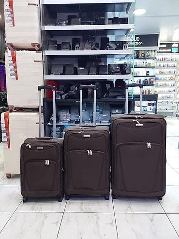 3-lü Səyahət Çamadan Dəsti – yumşaq tekstil, tünd qəhvəyi - Ölçülər