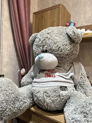 Мягкие игрушки: Böyük ölçülü plyuş ayı oyuncağı - Rəng: açıq boz - Material: yumşaq — 1