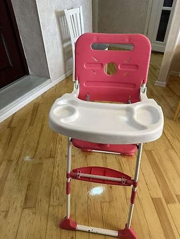 stringer alt geyimi: Uşaq yemək stulu - Rəng: çəhrayı-ağ - Material: möhkəm plastik — 2