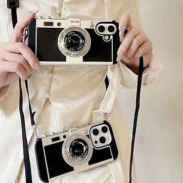 telefon kabro: Retro fotoaparat dizaynlı telefon qabı və asma kəmər dəsti - Dizayn — 3