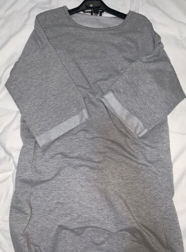 Информатика: Boz rəngdə rahat gündəlik don - Klassik, dairəvi yaxa - 3/4 uzunluqda — 2