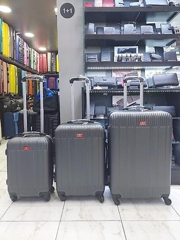 Səyahət üçün 3-lü çamadan dəsti - Rəng: boz/metallik - Korpus: sərt