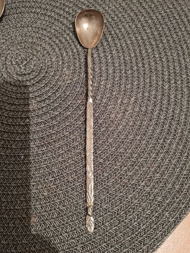 Antik üslubda melxior qaşıq dəsti - Dəst: 3 ədəd uzun saplı qaşıq -