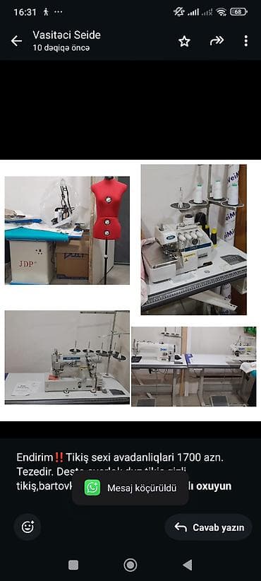 Endirim‼️Tikiş sexi avadanliqlari 1700 azn. Tezedir. Deste overlok,duz — 1