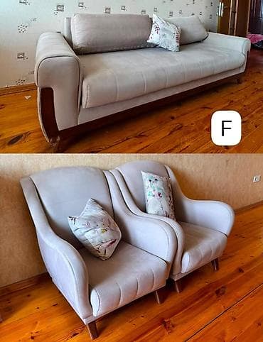Mebel: İşlənmiş, Divan, 2 kreslo, Divan, Bazalı, Açılan — 1