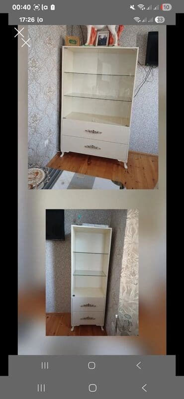 Офисная мебель: Ağ rəngdə vitrin şkaf dəsti. - Material: MDF/LDSP korpus, ön hissədə — 1