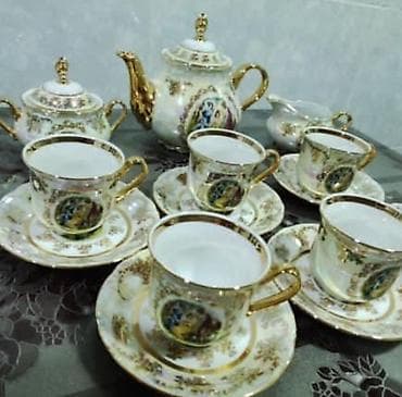 tatli un memulatlari gunesli: Nahar dəsti, rəng - Qızılı, Farfor, Çexiya — 2