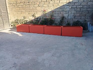 nar agacı: Metal çiçək/qazon yeşikləri – narıncı rəngdə, düzbucaqlı dizayn - — 3