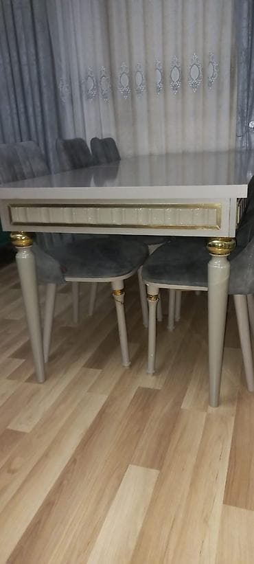 komputer stolları: Qonaq otağı üçün, İşlənmiş, Açılan, Dördbucaq masa, 6 stul — 2