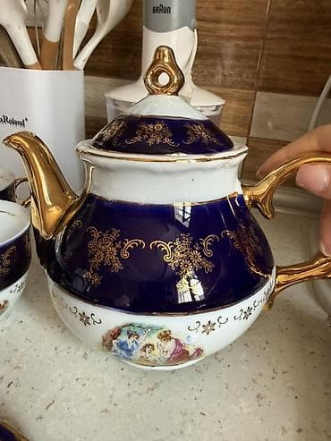 mis caydan: Çay dəsti, rəng - Göy, Farfor, 6 nəfərlik, Çexiya — 1