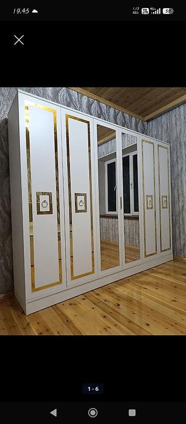 siyirməli dolab: Yeni, 6 qapı, Güzgülü, Digər rəng, Digər material, Açılan, Düz dolab — 4