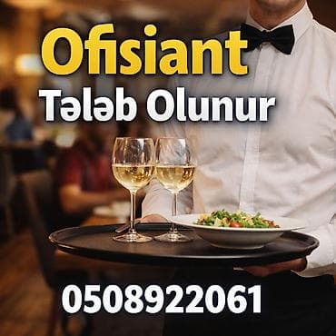 Ofisiantlar: Ofisiant tələb olunur, Kafe, Gündəlik ödəniş, İstənilən yaş, 1 ildən az təcrübə — 2