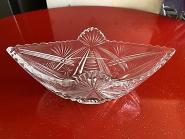 Kəsikli naxışlı şüşə qab dəsti - Material: şəffaf qalın şüşə (kristal