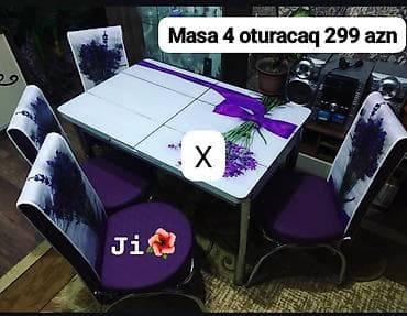 stul stol: Mətbəx/qonaq otağı üçün 1 masa + 4 oturacaq dəsti. Xüsusiyyətlər: - — 1