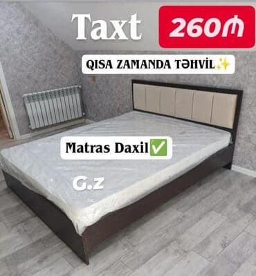 çarpayı taxt: Taxt – matras daxil - Şık və minimal dizaynlı iki nəfərlik taxt - — 1
