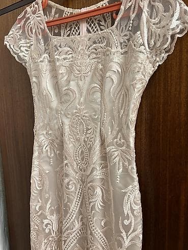 yeni model donlar: Zərif naxışlı ziyafət donu - Rəng: pudra/şampan tonlarında - Model — 4