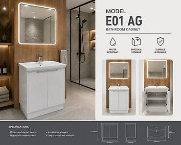 Vanna otağı üçün dolab – Model E01 (AG/BOZ/KREM) və D01 AG Məhsul