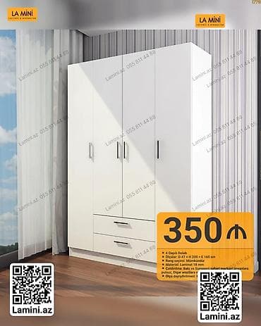 bal: 4 qapılı paltar dolabı – LA MINI - Ölçülər: D 47 × H 200 × E 160 sm - — 1