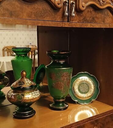 lalafo az ucuz tap samovarlar: Çay dəsti, rəng - Yaşıl, Keramika, Bohemia, 6 nəfərlik, SSRİ — 2