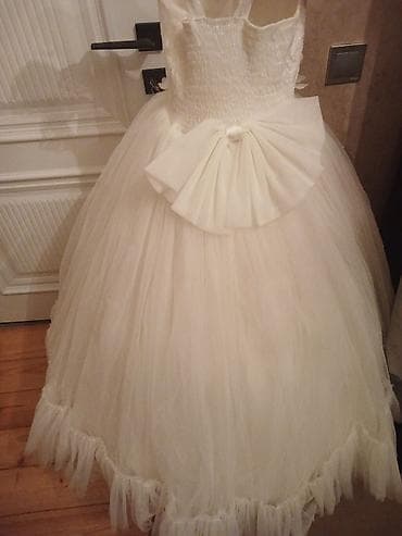 Ağ rəngli uşaq ziyafət/geyim paltarı - Model: balon ətəkli