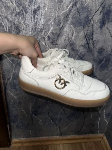 loro piana ayaqqabi qiymeti: Ağ rəngli dəri idman ayaqqabıları - Model: bağcıqlı, aşağıprofilli — 1