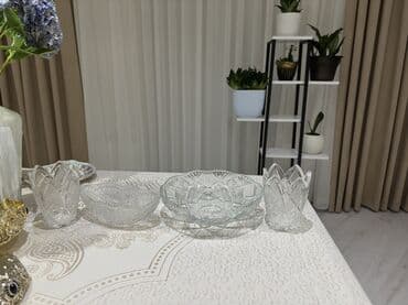 nabor: Şüşə/kristal qab dəsti - Klassik kəsimli naxışlı şüşə/kristal — 2